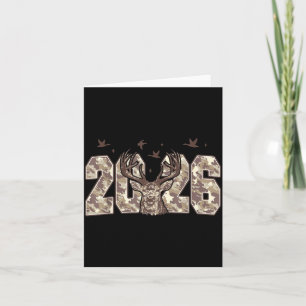 Happy New Year 2026 Deer Buck Hunting Camo Camoufl Card