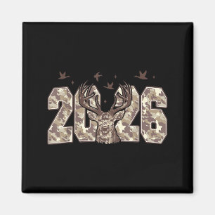 Happy New Year 2026 Deer Buck Hunting Camo Camoufl Magnet