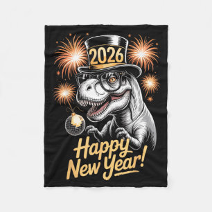 Happy New Year 2026 Dinosaur Funny T-rex Tee For K Fleece Blanket