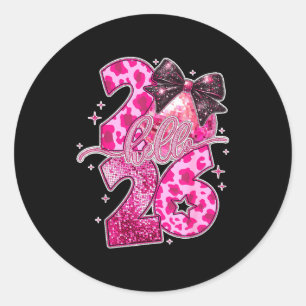 Happy New Year 2026 Disco Ball Bow New Year's Eve  Classic Round Sticker