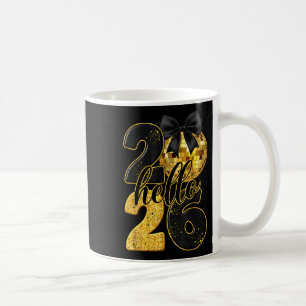 Happy New Year 2026 Disco Ball Bow New Year's Eve Coffee Mug