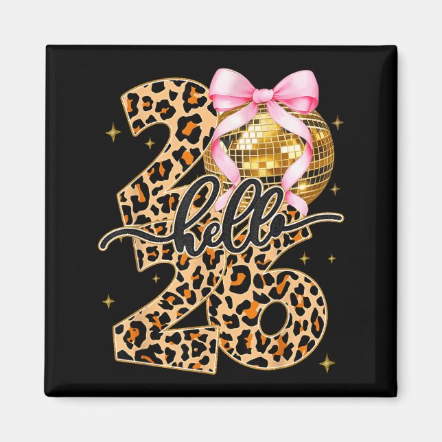 Happy New Year 2026 Disco Ball Bow New Year's Eve  Magnet (Front)