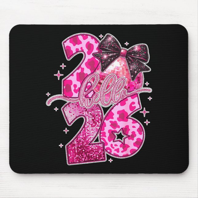 Happy New Year 2026 Disco Ball Bow New Year's Eve  Mouse Pad (Front)