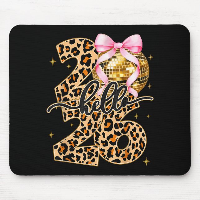 Happy New Year 2026 Disco Ball Bow New Year's Eve  Mouse Pad (Front)