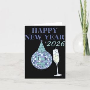 Happy New Year 2026 Disco Ball Celebration Card