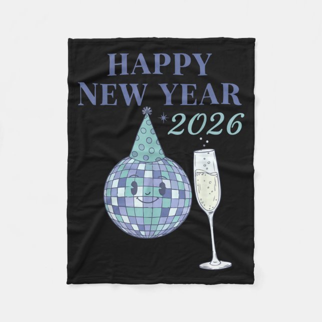 Happy New Year 2026 Disco Ball Celebration  Fleece Blanket (Front)