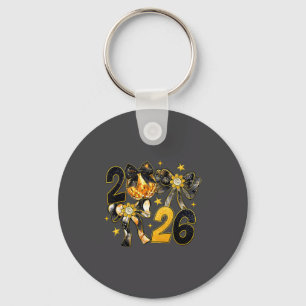 Happy New Year 2026 Disco Ball Coquette Bow New Ye Key Ring