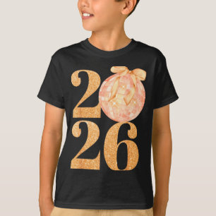 Happy New Year 2026 Disco Ball Coquette Bow New Ye T-Shirt