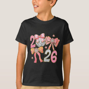 Happy New Year 2026 Disco Ball Coquette Bow New Ye T-Shirt