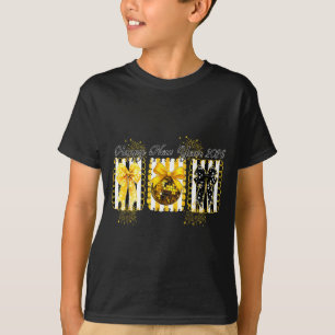 Happy New Year 2026 Disco Ball Gold Coquette Bow F T-Shirt
