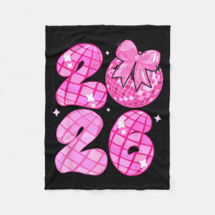Happy New Year 2026 Disco Ball Nk Coquette Bow Fam Fleece Blanket