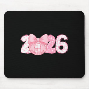 Happy New Year 2026 Disco Ball Nk Coquette Bow Fam Mouse Pad