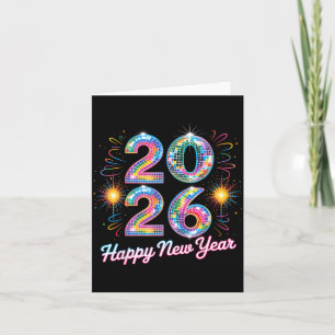 Happy New Year 2026 Disco Ball Retro Family Matchi Card