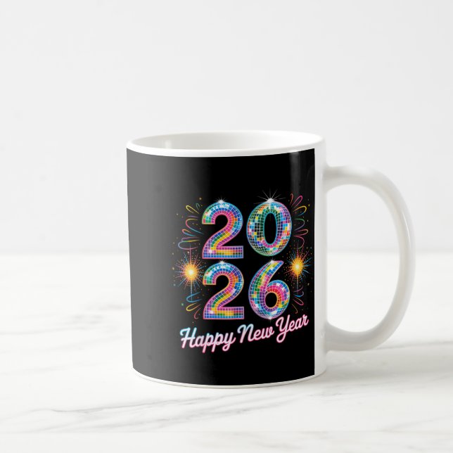 Happy New Year 2026 Disco Ball Retro Family Matchi Coffee Mug (Right)