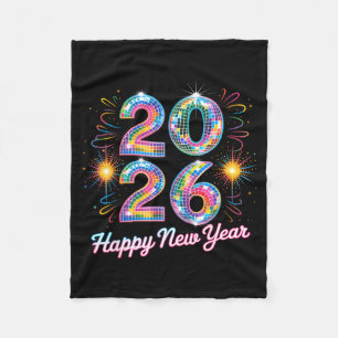 Happy New Year 2026 Disco Ball Retro Family Matchi Fleece Blanket