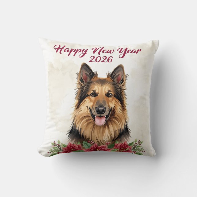 Happy New Year 2026 Dog Decor Cushion (Front)