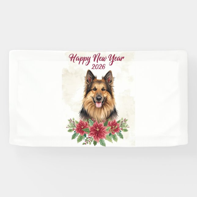 Happy New Year 2026 Dog Theme Banner (Horizontal)