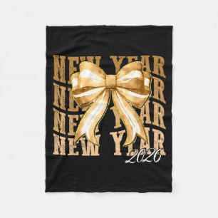 Happy New Year 2026 Eve Coquette Party Golden Fami Fleece Blanket