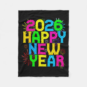 Happy New Year 2026 Family Celebration New Years E Fleece Blanket