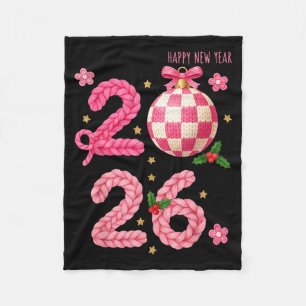 Happy New Year 2026 Family Matching Crochet Men Wo Fleece Blanket