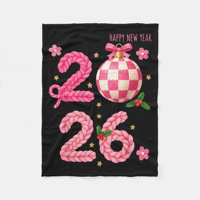 Happy New Year 2026 Family Matching Crochet Men Wo Fleece Blanket (Front)