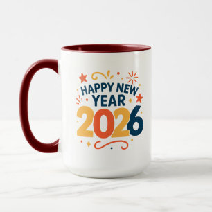 Happy New Year 2026 Festive Colorful Combo Mug