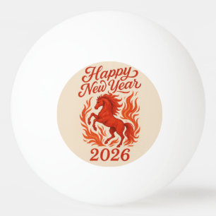 Happy New Year 2026 Fiery Horse Ping Pong Ball
