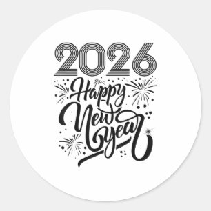 Happy New Year 2026 Fireworks  Classic Round Sticker