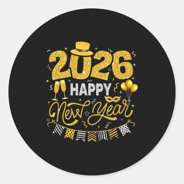 Happy New Year 2026 Fireworks Countdown New Years  Classic Round Sticker (Front)