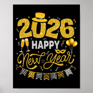 Happy New Year 2026 Fireworks Countdown New Years Poster