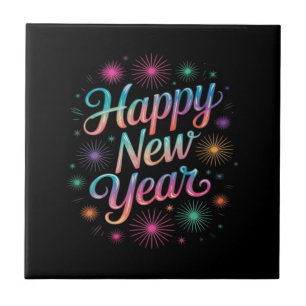 Happy New Year 2026 Fireworks Essential Tile