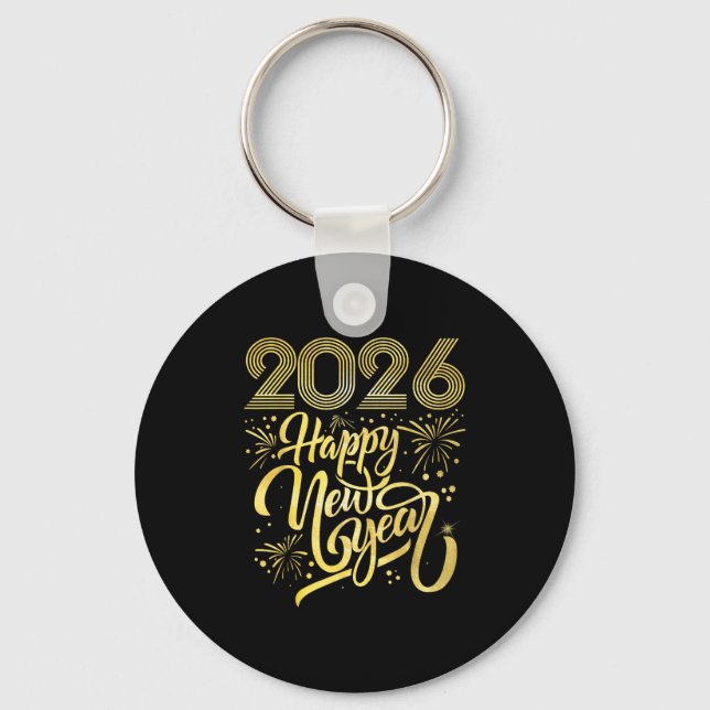 Happy New Year 2026 Fireworks  Key Ring (Front)