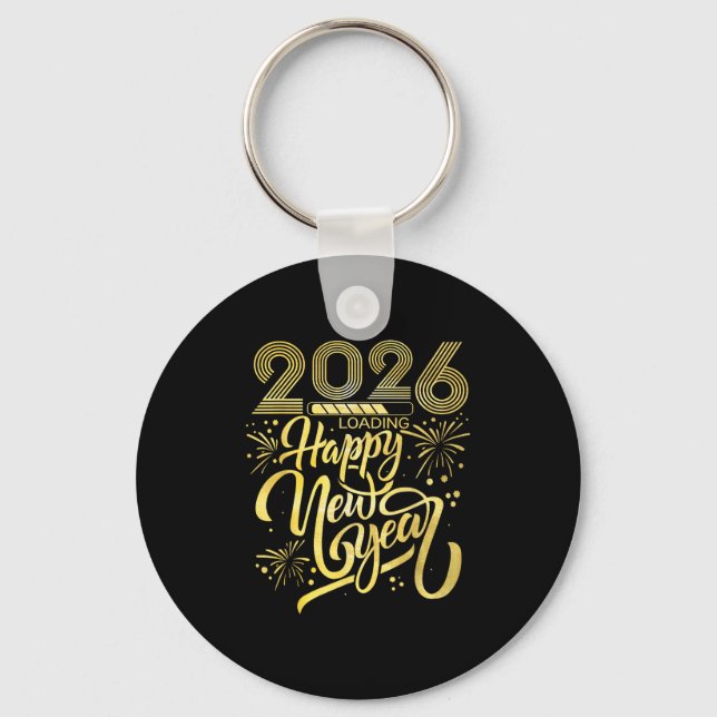 Happy New Year 2026 Fireworks Loading  Key Ring (Front)