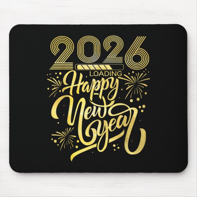 Happy New Year 2026 Fireworks Loading  Mouse Pad (Front)