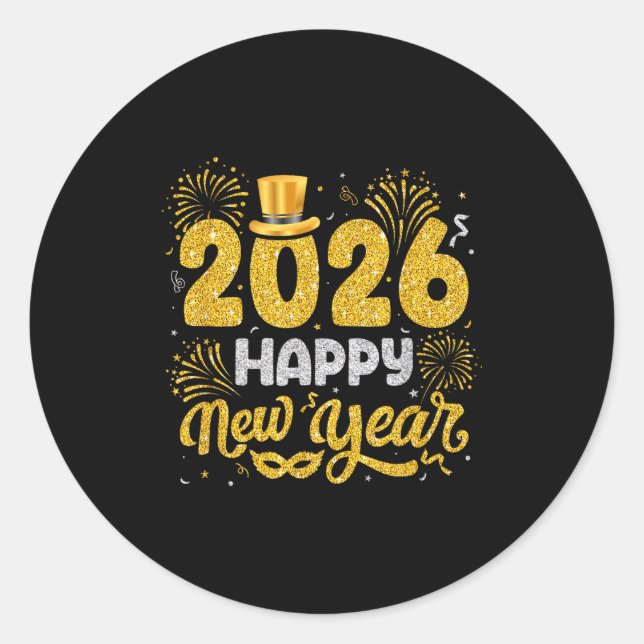 Happy New Year 2026 Fireworks New Years Eve Men Wo Classic Round Sticker (Front)