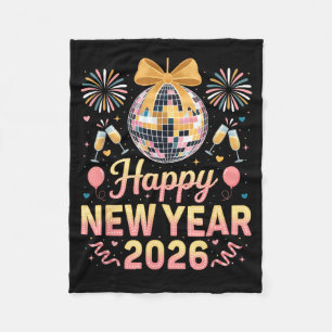 Happy New Year 2026 Fireworks New Year's Eve Party Fleece Blanket