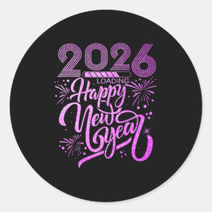 Happy New Year 2026 Fireworks Party Premium Classic Round Sticker