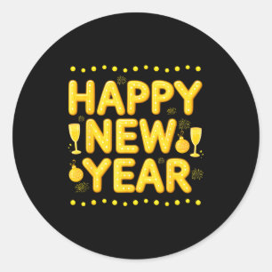 Happy New Year 2026 For Women Boys Men Kids New Ye Classic Round Sticker