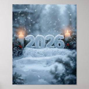 happy new year 2026 frosty winter poster