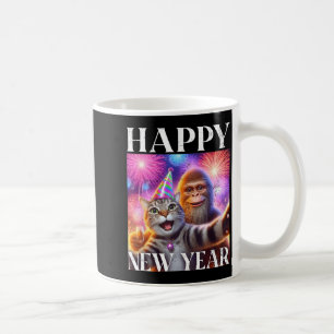 Happy New Year 2026 Funny Cat Bigfoot Party Art Coffee Mug