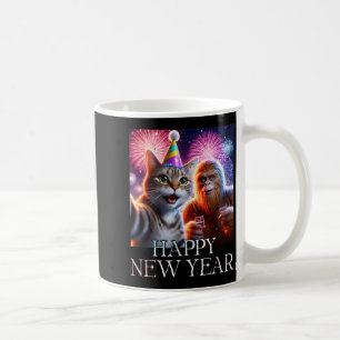Happy New Year 2026 Funny Cat Bigfoot Party Art  Coffee Mug