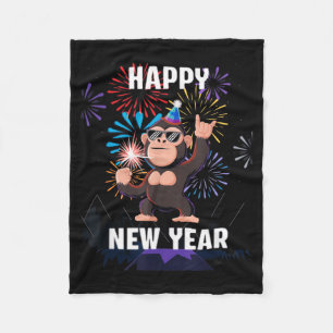 Happy New Year 2026 Funny Kids Bigfoot Lovers Part Fleece Blanket