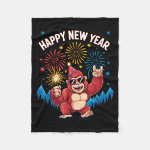 Happy New Year 2026 Funny Kids Bigfoot Lovers Part Fleece Blanket