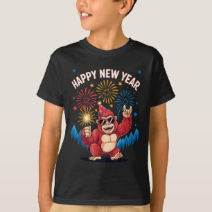 Happy New Year 2026 Funny Kids Bigfoot Lovers Part T-Shirt
