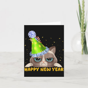 Happy New Year 2026 Funny New Year's Eve Cat Party Card