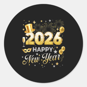 Happy New Year 2026 Funny New Years Eve Party Men Classic Round Sticker