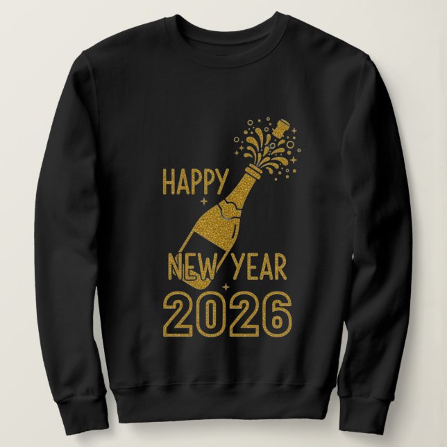 Happy New Year 2026 Glitter Sweatshirts for Women (Design Front)