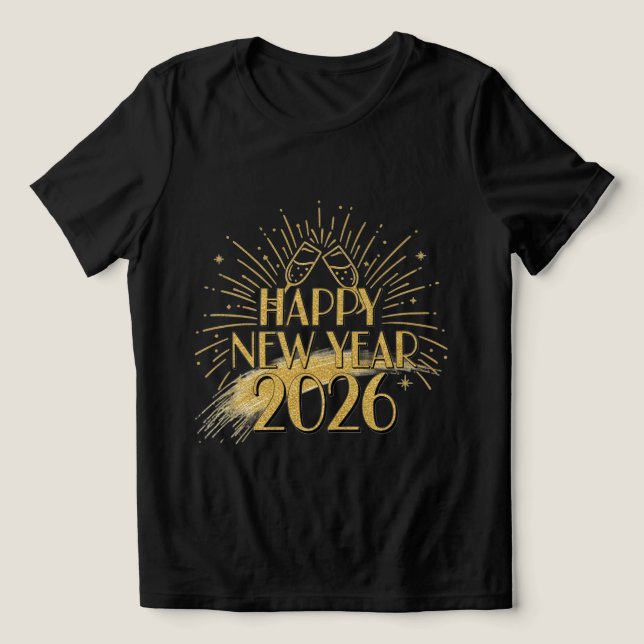 Happy New Year 2026 Glitter Tee for Women (Design Front)