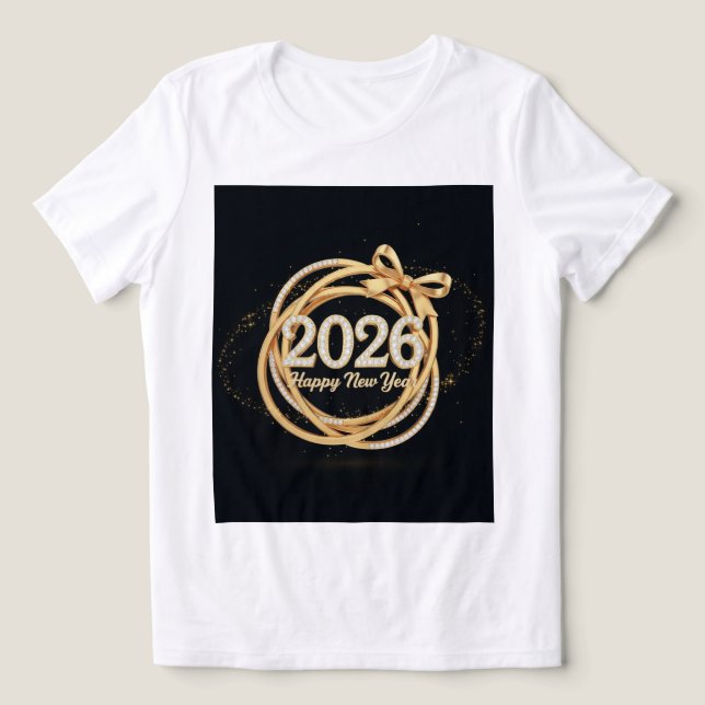  Happy New Year 2026 Glitter Tee for Women (Design Front)