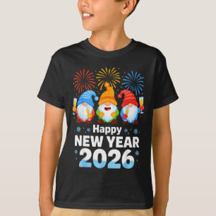 Happy New Year 2026 Gnome With Fireworks And Champ T-Shirt